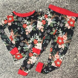 Little Sleepies two-piece Poinsettia Floral pajama set - 3t Christmas bamboo